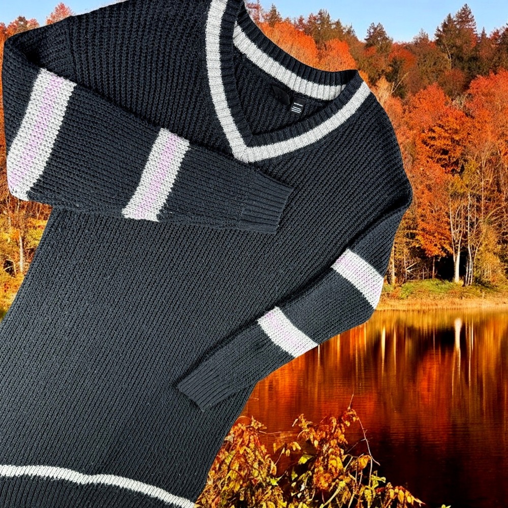 Roxy Sweater Dress Women XS Striped Knit‎ Lounge Career Work Travel Pullover